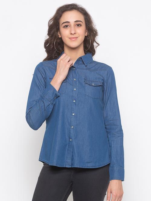 long sleeved denim shirt - 16996624 - Very Small Image - 1