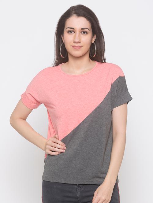 color block round neck tee - 16996678 - Very Small Image - 1
