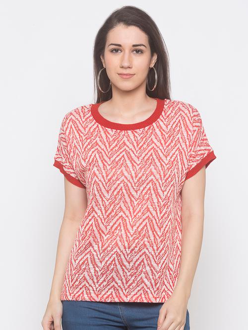 round neck printed top - 16996684 - Very Small Image - 1