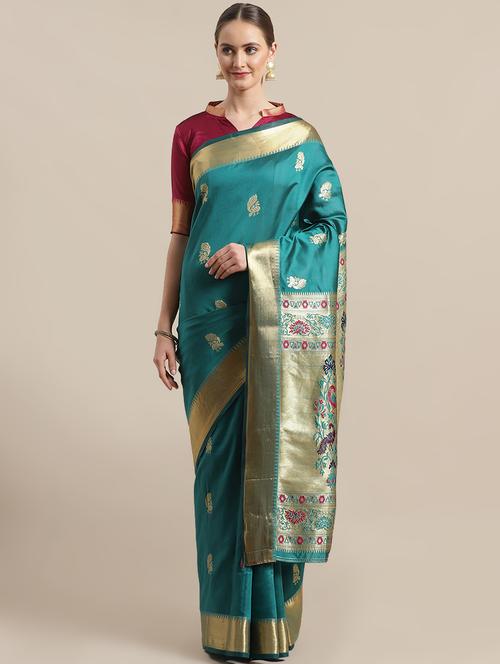 conversational banarasi saree with blouse - 16998090 - Very Small Image - 1