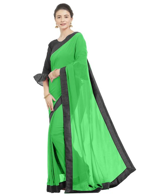 solid bordered saree with blouse - 16998295 - Very Small Image - 1