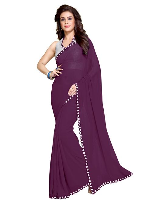 solid bordered saree with blouse - 16998300 - Very Small Image - 1