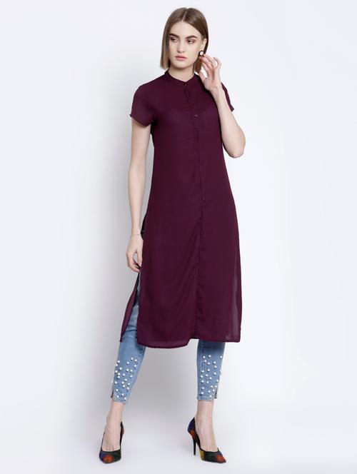 solid straight kurta - 16998808 - Very Small Image - 1
