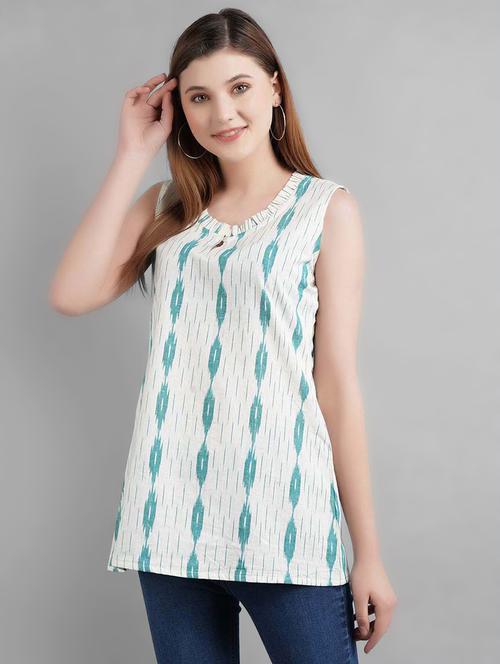 round neck ikat tunic - 16999013 - Very Small Image - 1