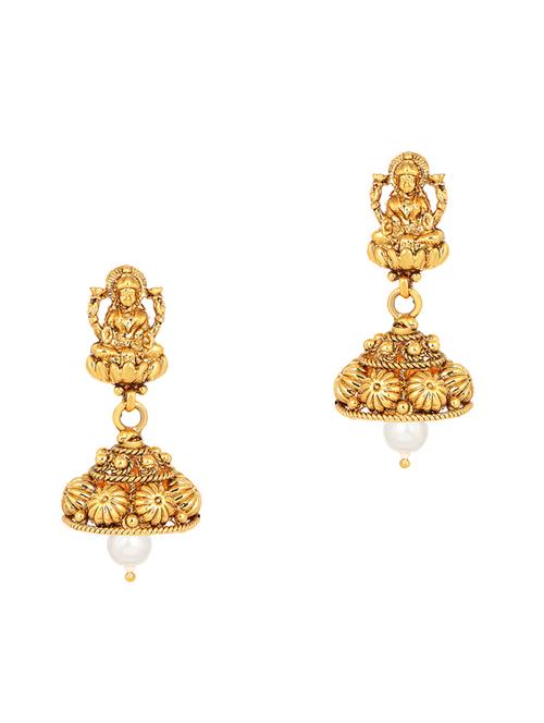 gold brass jhumka earring - 16999979 - Very Small Image - 1