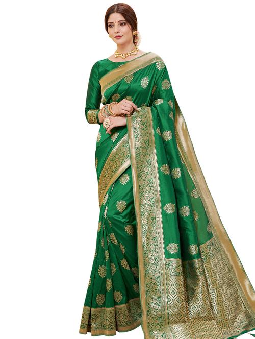 floral woven saree with blouse - 17000007 - Very Small Image - 1