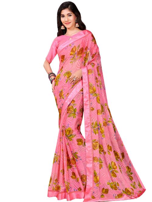 floral printed saree with blouse - 17000009 - Very Small Image - 1