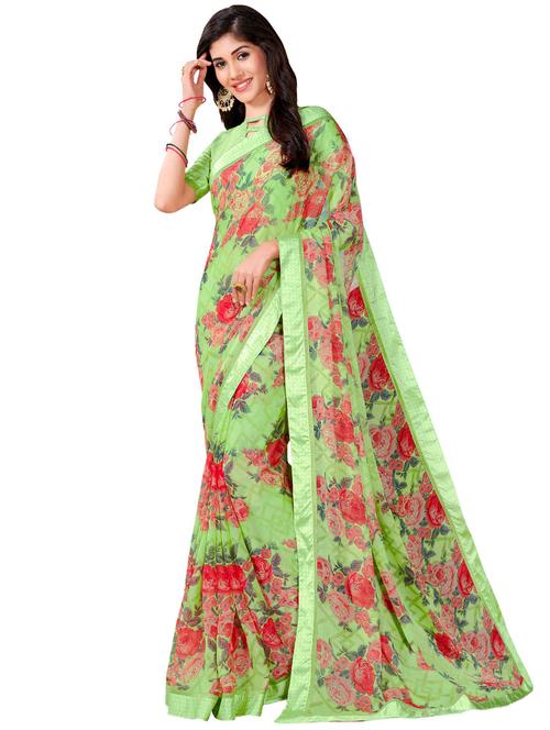 floral printed saree with blouse - 17000013 - Very Small Image - 1