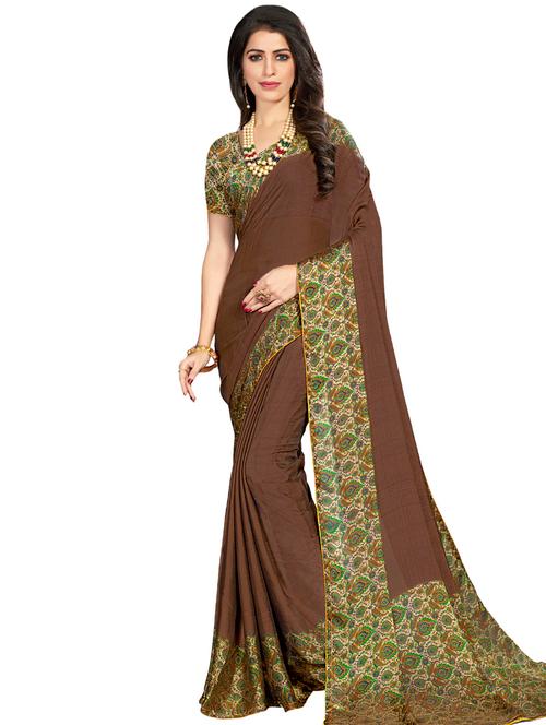 solid bordered saree with blouse - 17000038 - Very Small Image - 1