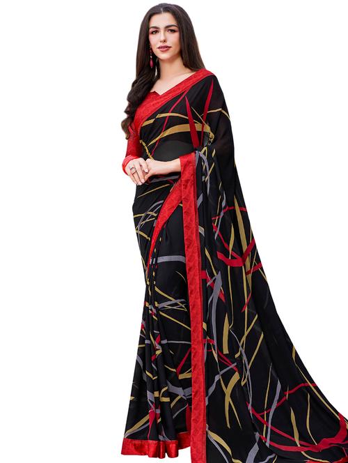 abstract printed saree with blouse - 17000057 - Very Small Image - 1