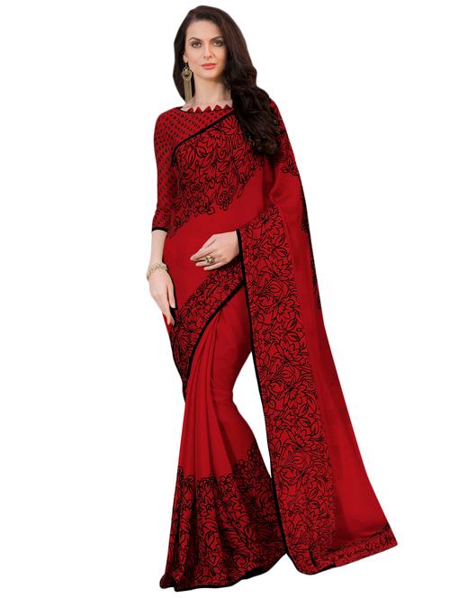 floral printed saree with blouse - 17000085 - Very Small Image - 1