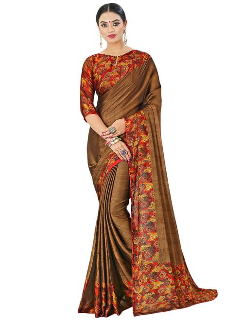 solid bordered saree with blouse - 17000092 - Very Small Image - 1