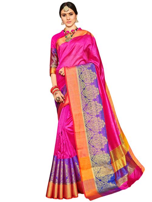 solid bordered saree with blouse - 17000104 - Very Small Image - 1