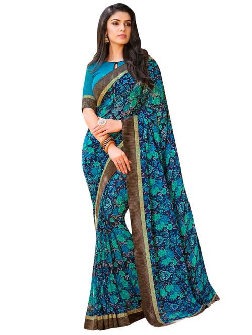 floral printed saree with blouse - 17000114 - Very Small Image - 1
