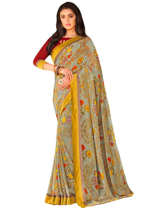 floral printed saree with blouse - 17000116 - Very Small Image - 1