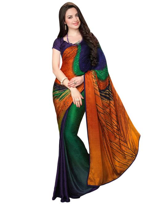 abstract printed saree with blouse - 17000132 - Very Small Image - 1