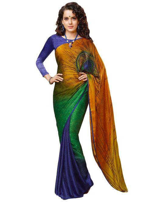 abstract printed saree with blouse - 17000138 - Very Small Image - 1