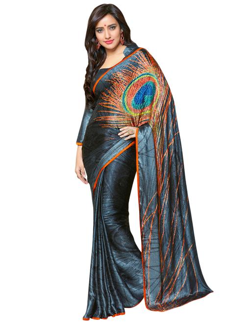abstract printed saree with blouse - 17000139 - Very Small Image - 1