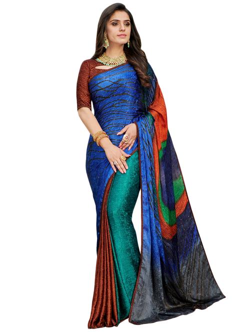 abstract printed saree with blouse - 17000145 - Very Small Image - 1