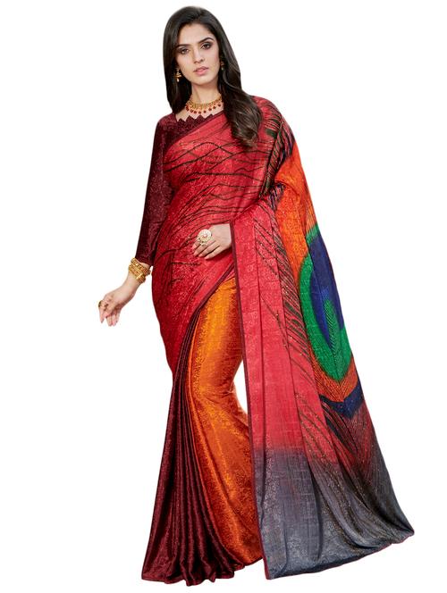 abstract printed saree with blouse - 17000147 - Very Small Image - 1