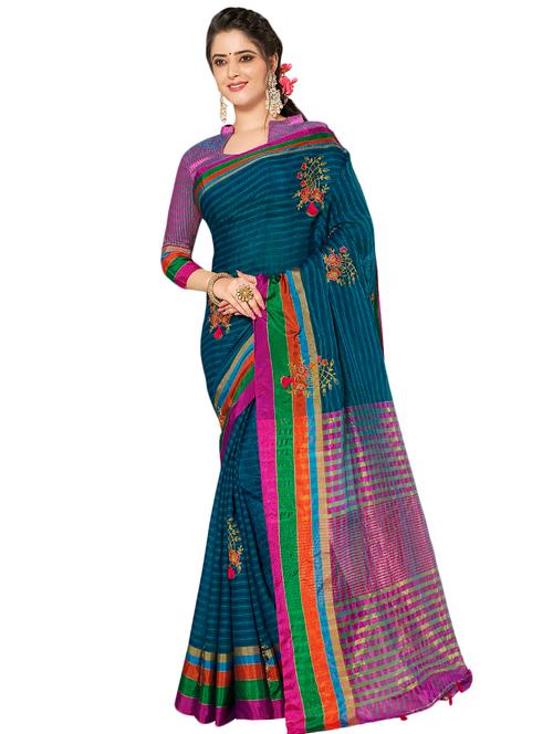 floral embroidered saree with blouse - 17000151 - Very Small Image - 1