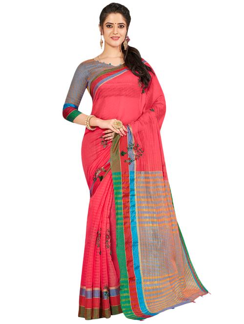 floral embroidered saree with blouse - 17000153 - Very Small Image - 1