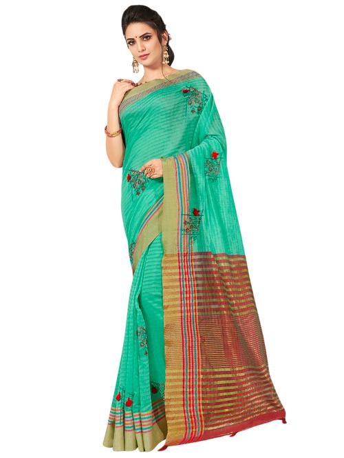 floral embroidered saree with blouse - 17000154 - Very Small Image - 1