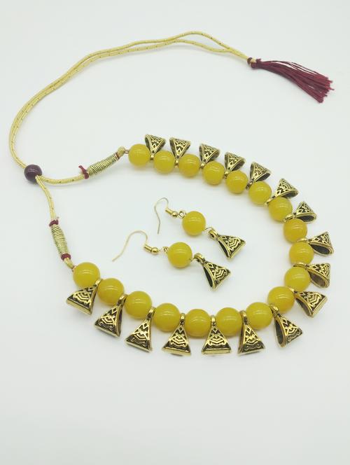 yellow gold plated necklaces and earring - 17000334 - Very Small Image - 1
