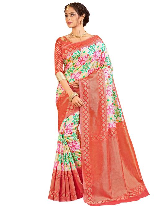 geometrical woven saree with blouse - 17001197 - Very Small Image - 1