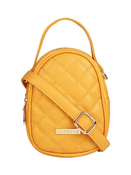 yellow leatherette (pu) sling bag - 17001266 - Very Small Image - 1