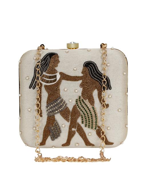 natural faux silk box clutch - 17001704 - Very Small Image - 1