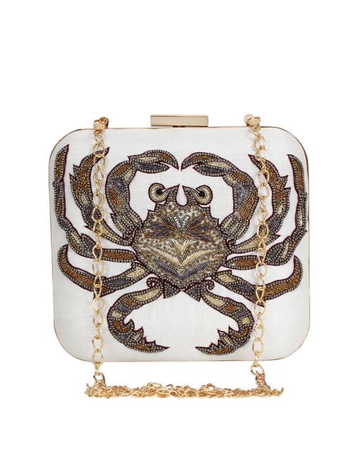 natural faux silk box clutch - 17001705 - Very Small Image - 1