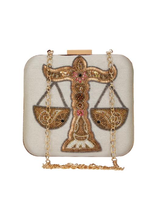 natural faux silk box clutch - 17001708 - Very Small Image - 1