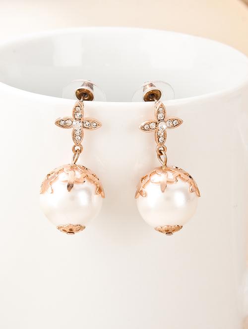 gold metal drop earring - 17001785 - Very Small Image - 1
