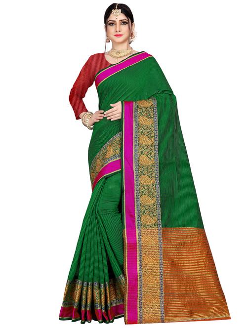striped kanjivaram saree with blouse - 17002050 - Very Small Image - 1