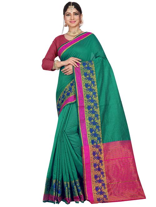 striped kanjivaram saree with blouse - 17002062 - Very Small Image - 1