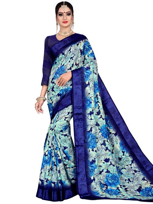floral printed saree with blouse - 17002064 - Very Small Image - 1