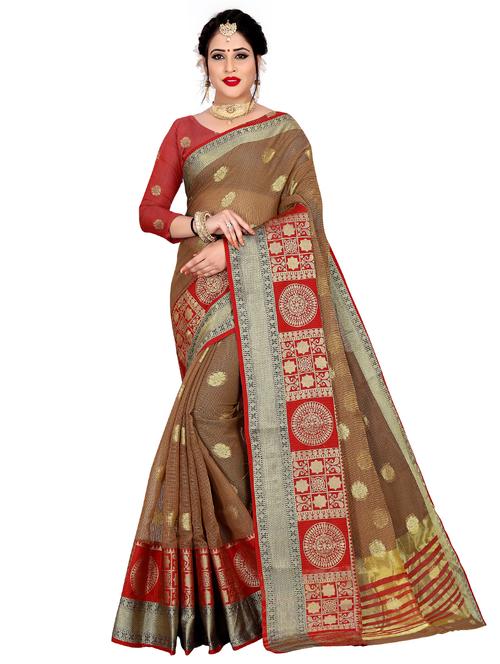 self design kanjivaram saree with blouse - 17002089 - Very Small Image - 1