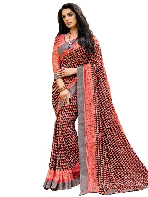 geometrical printed saree with blouse - 17005352 - Very Small Image - 1