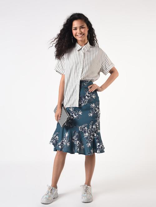 high rise floral a-line skirt - 17006489 - Very Small Image - 1