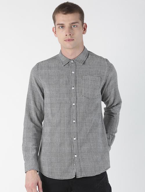 grey checkered casual shirt - 17006860 - Very Small Image - 1