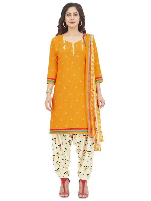 yellow crepe unstitched suit - 17007425 - Very Small Image - 1