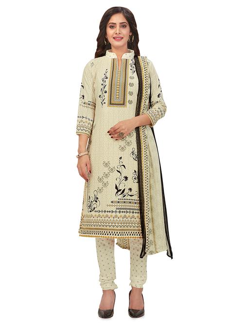floral unstitched churidar suit - 17007438 - Very Small Image - 1