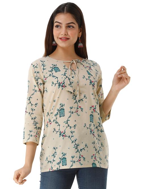 tie front printed top - 17007724 - Very Small Image - 1