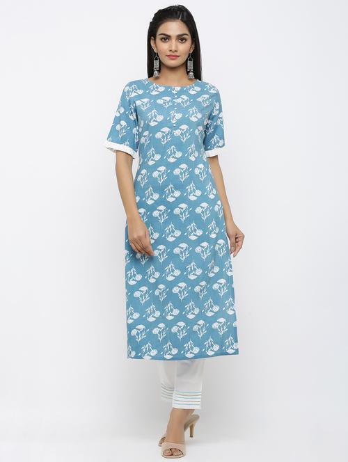floral straight kurta - 17007783 - Very Small Image - 1