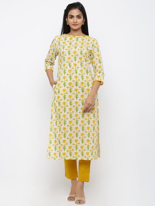 floral straight kurta - 17007800 - Very Small Image - 1