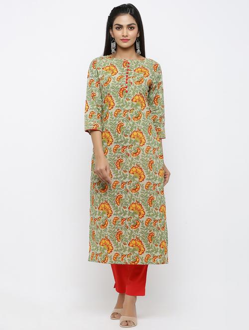 floral straight kurta - 17007803 - Very Small Image - 1