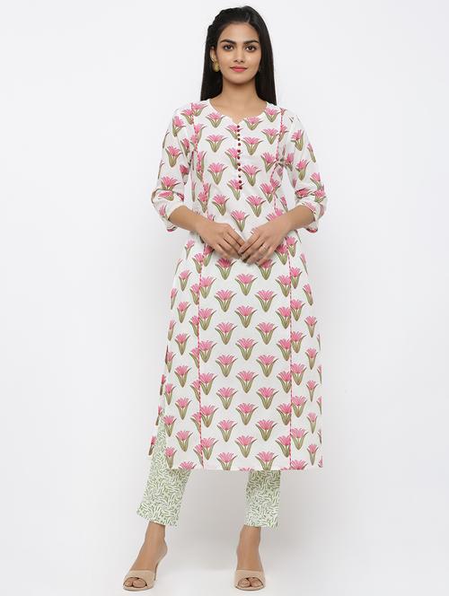 floral straight kurta - 17007806 - Very Small Image - 1