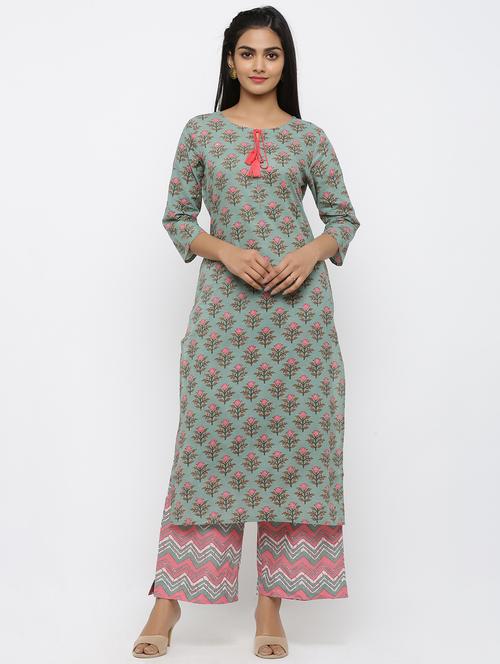 floral straight kurta - 17007809 - Very Small Image - 1