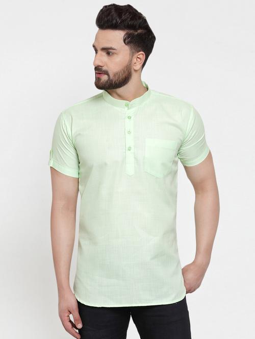 green solid short kurta - 17007819 - Very Small Image - 1